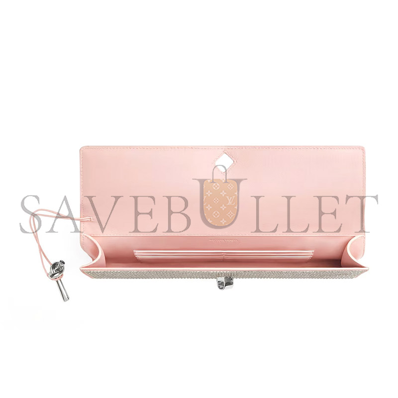BOTTEGA VENETA LEATHER CRYSTAL-EMBELLISHED ANDIAMO CLUTCH BAG 844124  (33*13*3cm)